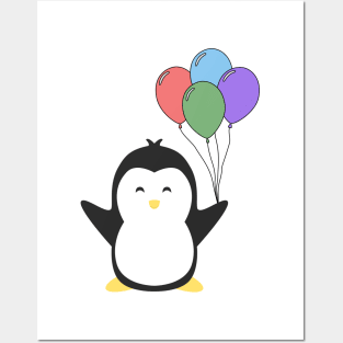 Penguin balloons Posters and Art